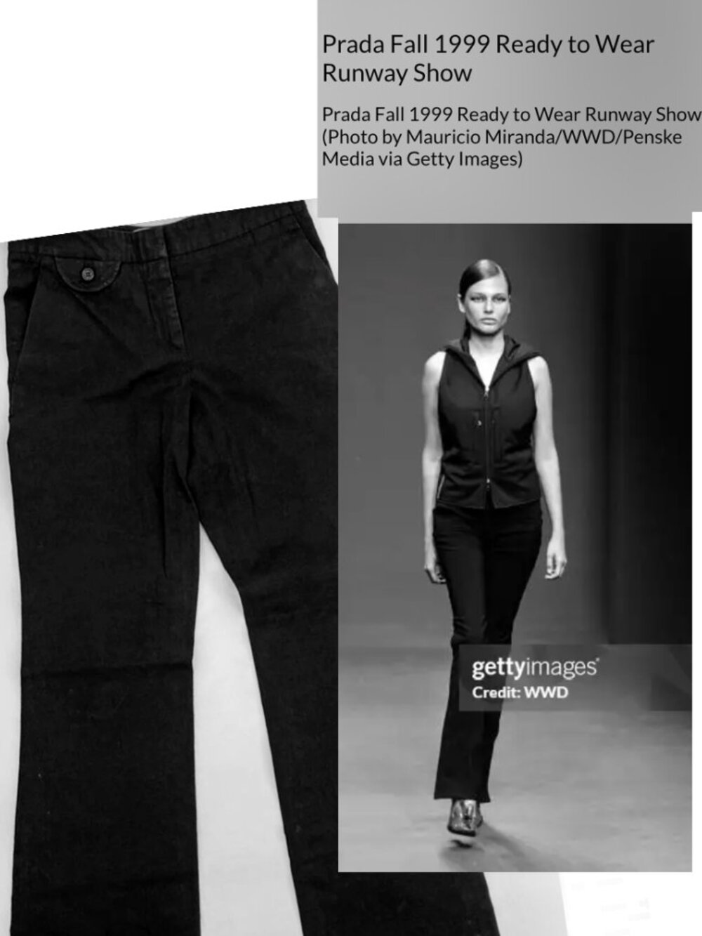 PRADA Milano: Archival Stretch Gabardine Trousers, RTW '99, 38-US 2/XS